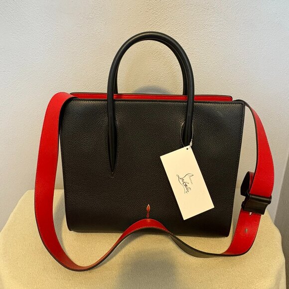 Authentic NWT Christian Louboutin Paloma Medium Top Handle Bag Black & Red - Picture 5 of 12